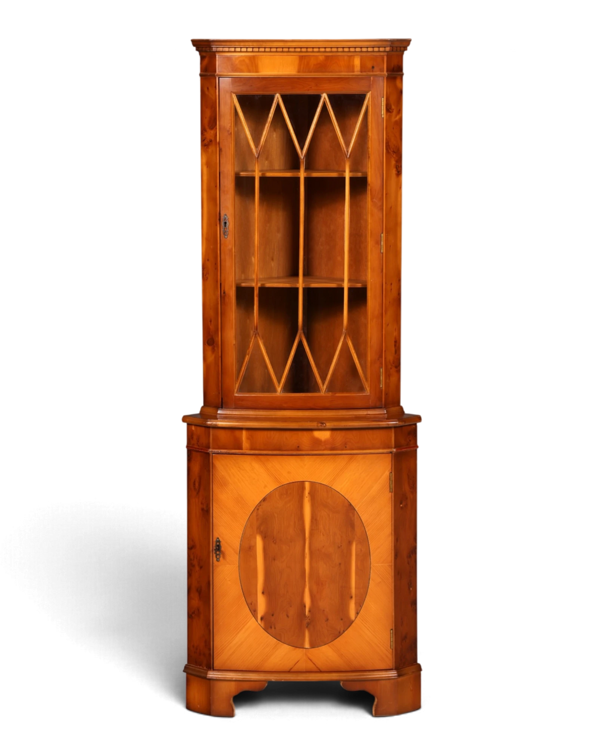 Traumhafte Englische Eckvitrine Eibe Eckschrank Glasvitrine Vitrine Antik Echt Holz Vintage