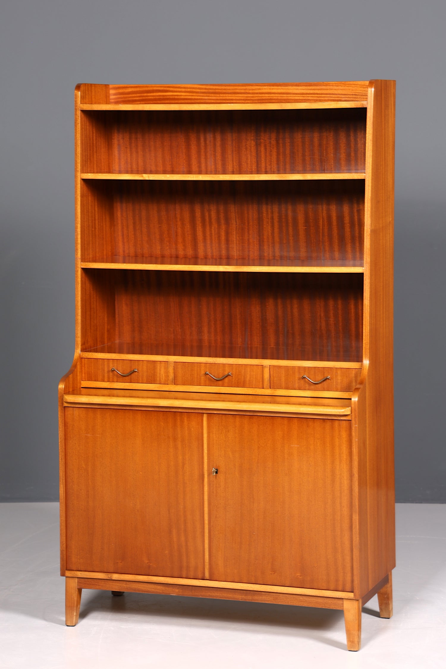 Wunderschöner Mid Century Schrank Bücherregal Vintage Sekretär Highboard Holz Regal