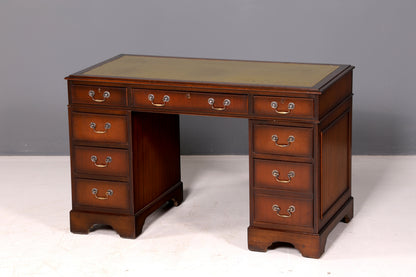 Wunderschöner Englischer Schreibtisch Mahagoni echt Lederauflage Bürotisch Antik Office Desk Vintage