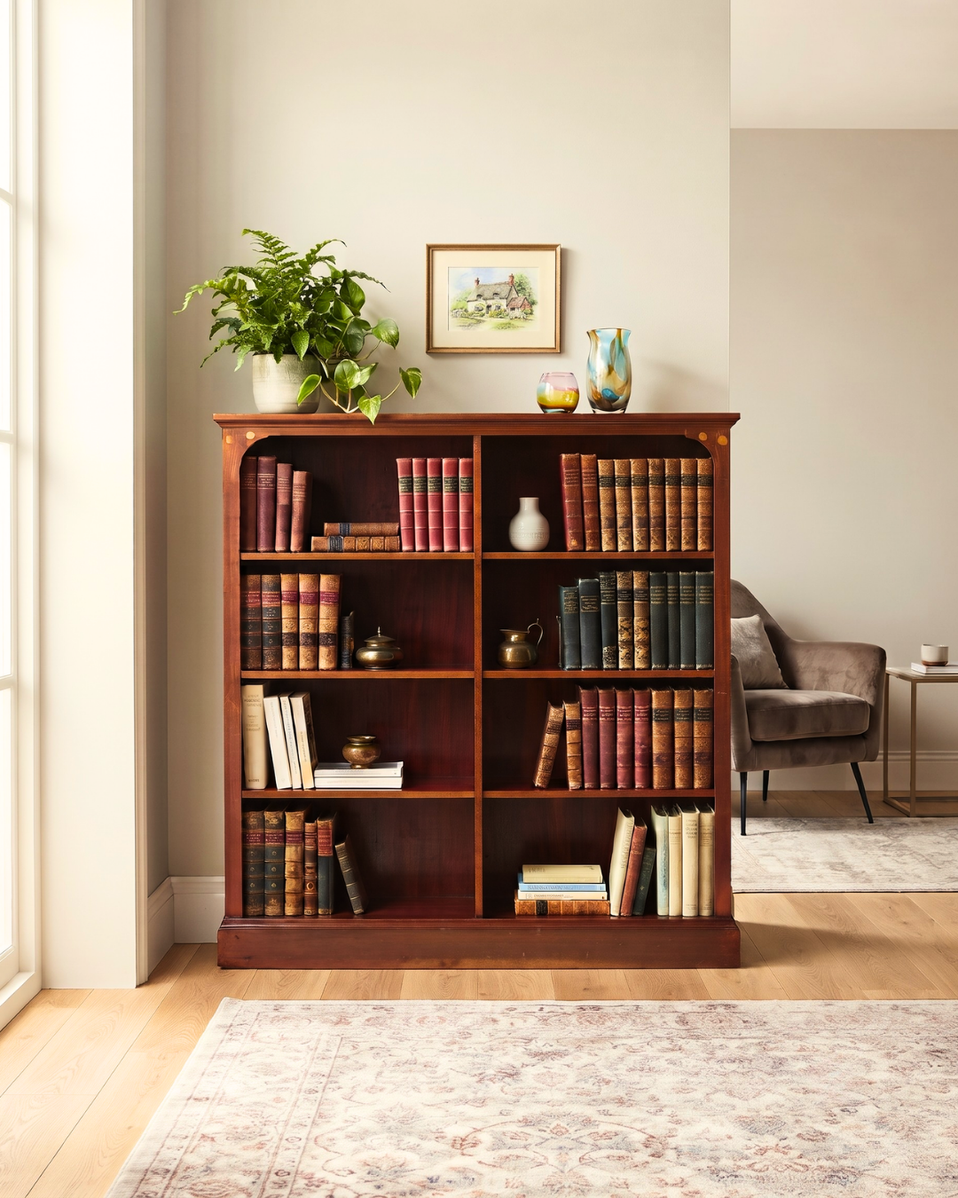 Wunderschönes Englisches Bücherregal Antik Regal Mahagoni Bookshelf Buchablage 60er