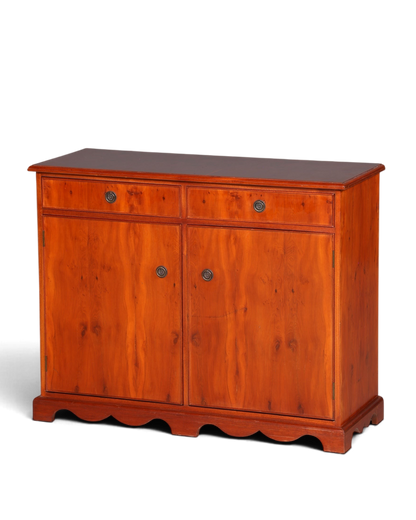 Hauptstadt Möblerei englisches Sideboard aus Eibenholz mit zwei Schubladen, Türen und dekorativem Wellensockel