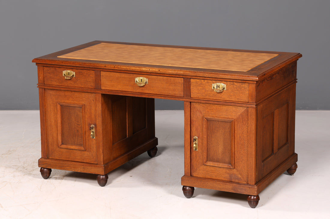 Traumhafter Jugendstil Schreibtisch Eiche Gründerzeit Bürotisch Echt Holz Desk Office Table Antik Vintage
