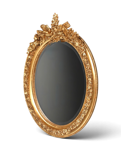 Edler Ovaler Prunk Barock Stil Wandspiegel Ornamenten Gold Spiegel