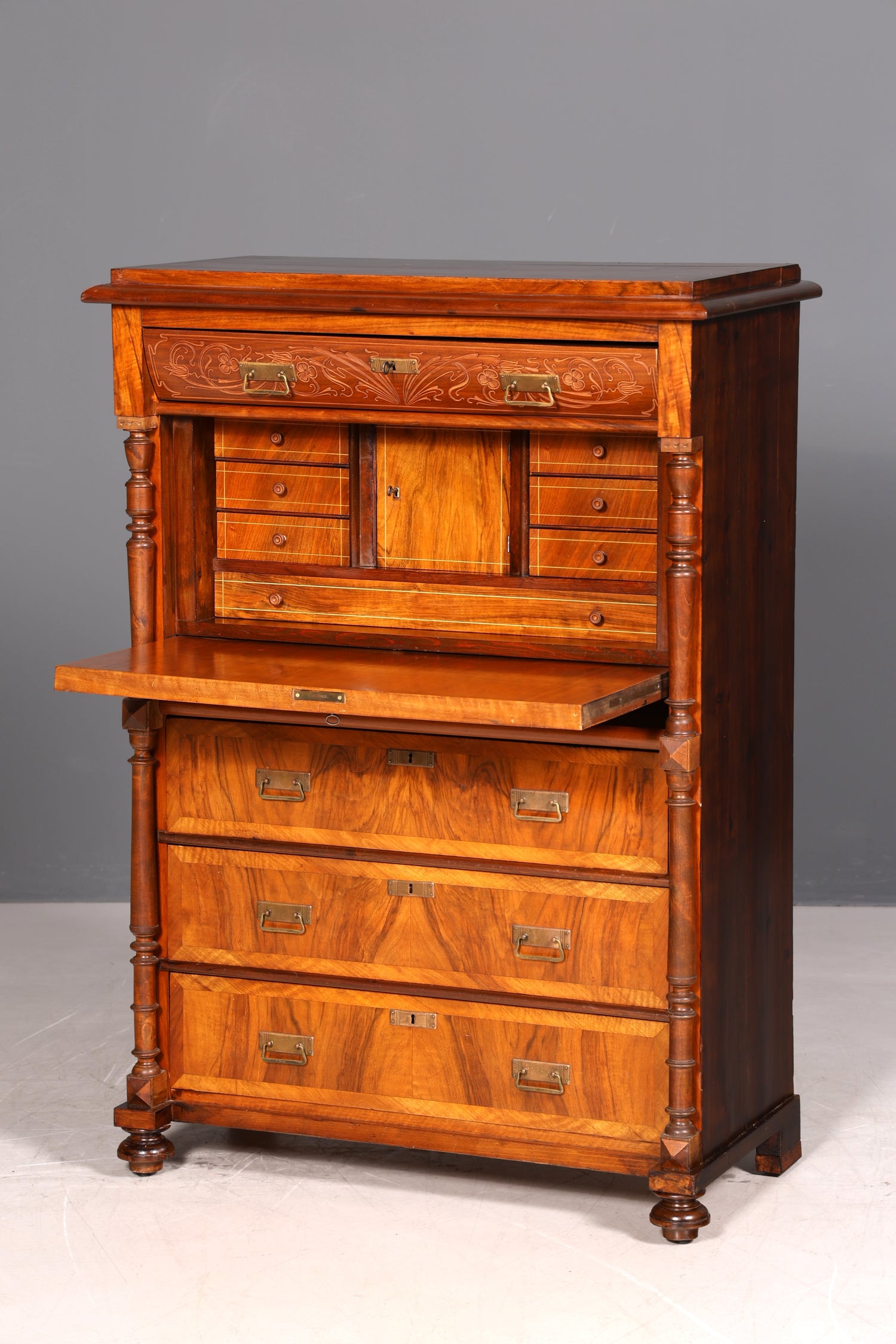G782 Finish Wunderschöner Gründerzeit Sekretär Kommode Jugendstil Schubladenkommode Antik Vertiko (Kopie)