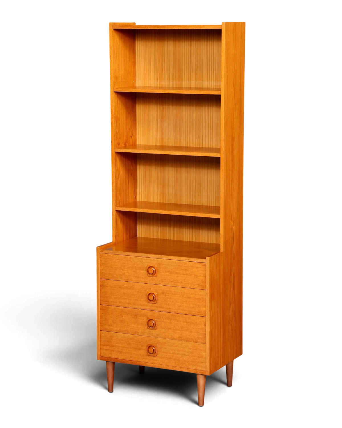 Simple Mid-Century bookcase with drawers Danish design shelving unit chest of drawers Vintage Retro 1960s freestanding bookcase