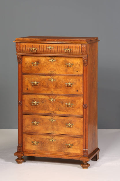 Wunderschöne Gründerzeit Kommode Louis Philippe Vertiko Nussbaum Sideboard um 1880