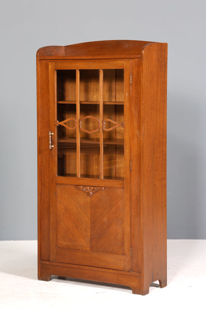 Wunderschöne Jugendstil Vitrine Antike Holz Bücherschrank Eiche Antik Schrank Geschirrschrank