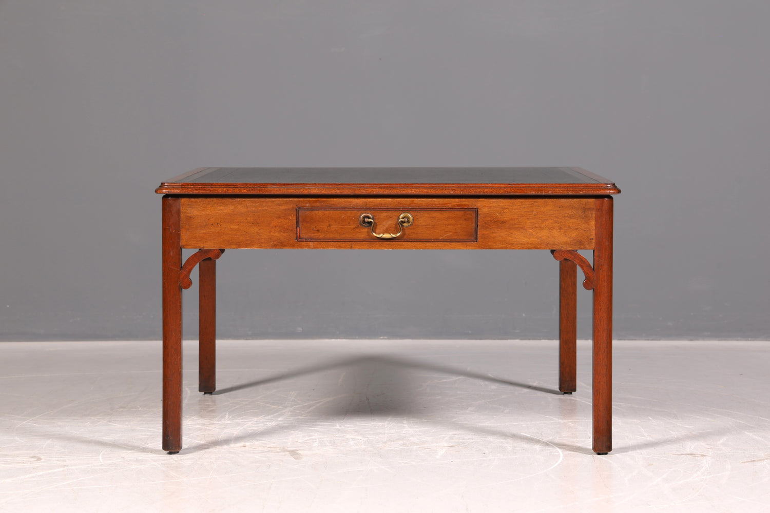 Wunderschöner Englischer Couchtisch Mahagoni Echt Lederauflage Beistelltisch Ablagetisch Antik Vintage