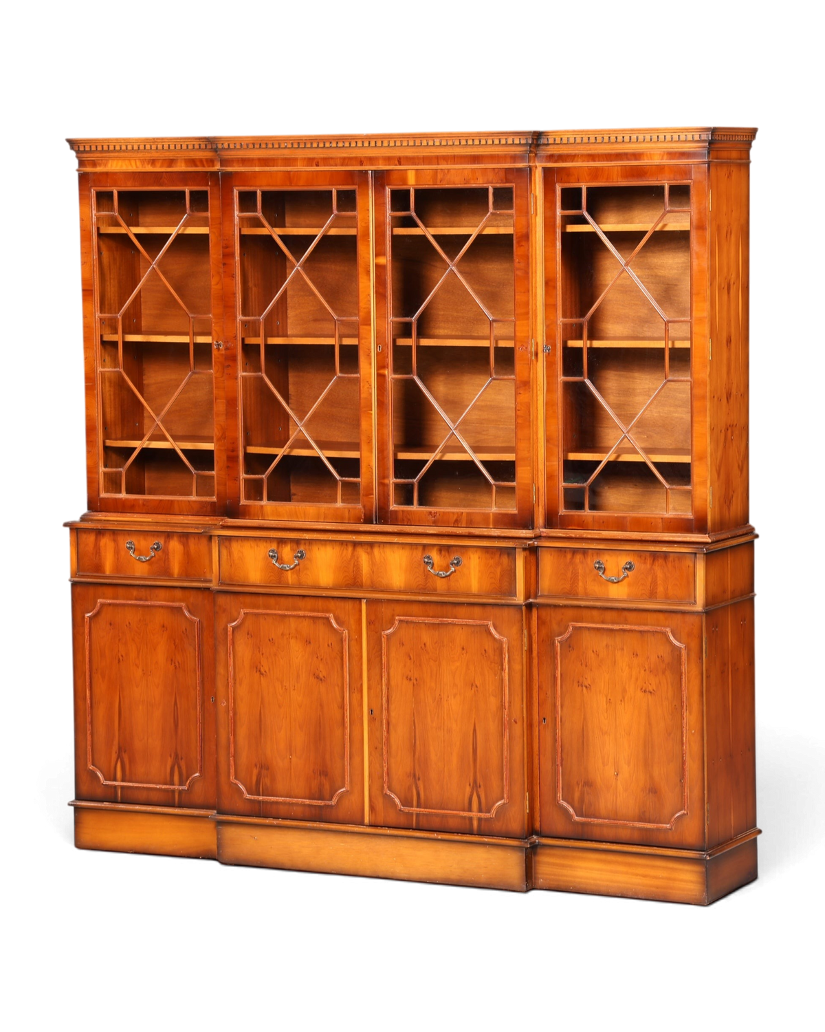 Englische Vitrine Eibe, Antik Bücherschrank Glasvitrine Bibliothek – Hauptstadt Möblerei Berlin