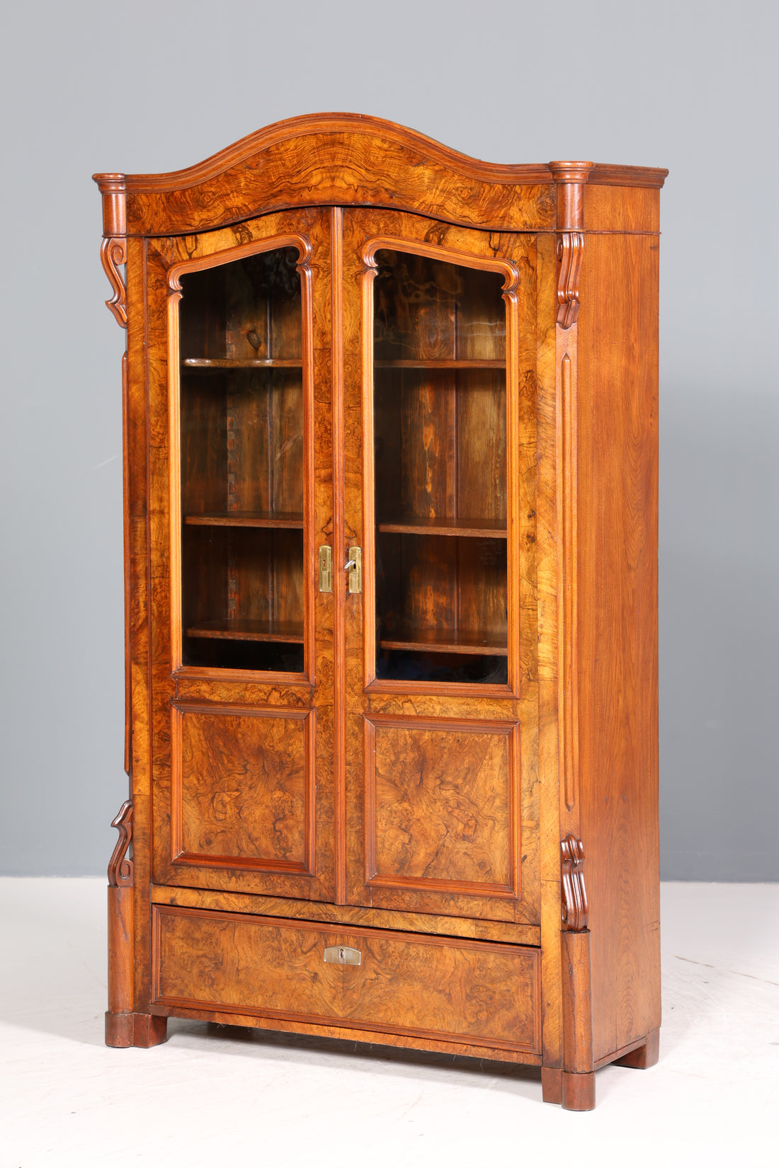 Traumhafte Louis Philippe Vitrine Antik Biedermeier Schrank echt Holz um 1880 Geschirrschrank
