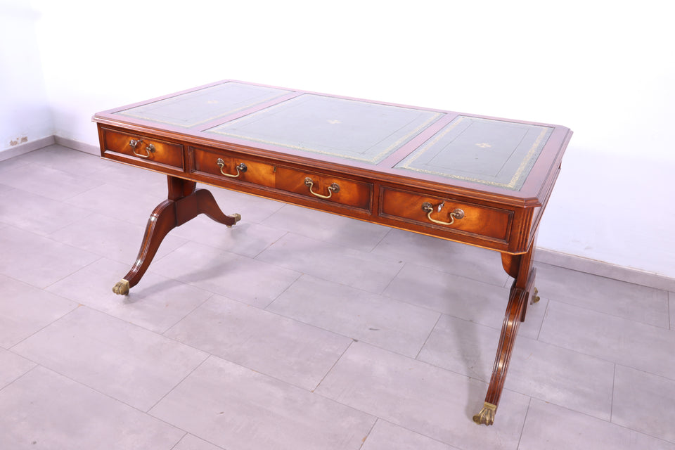 Seltener Englischer Schreibtisch Englisch Desk Leder Auflage Antik