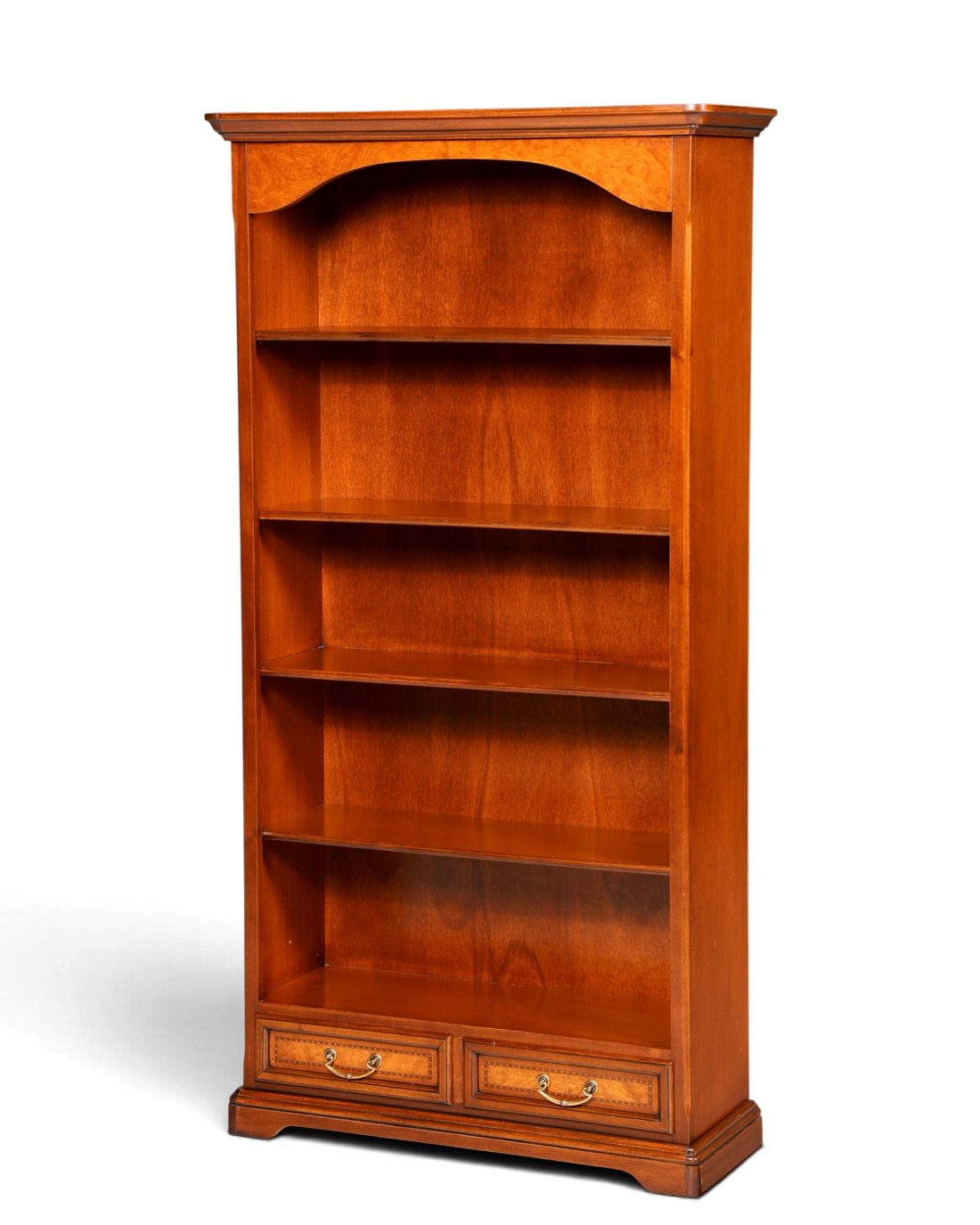 Hauptstadt Möblerei Selva Bücherregal aus massivem Holz mit höhenverstellbaren Böden und zwei Schubladen in klassischem Design