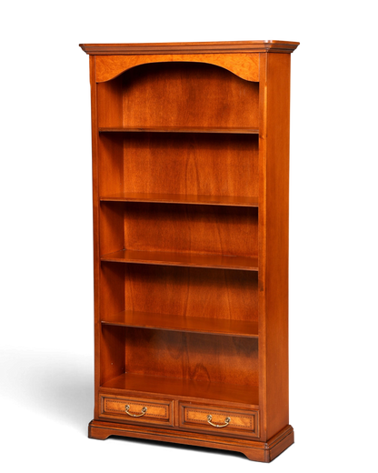 Hauptstadt Möblerei Selva Bücherregal aus massivem Holz mit höhenverstellbaren Böden und zwei Schubladen in klassischem Design