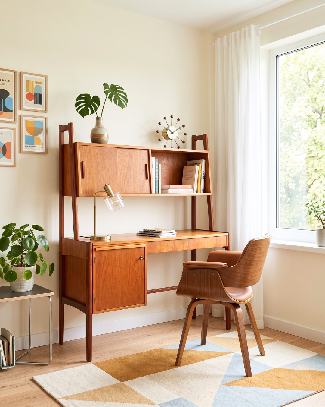 Wunderschöner Mid Century Schreibtisch mit Regalaufsatz Teak Danish Design Bürotisch Vintage 60s