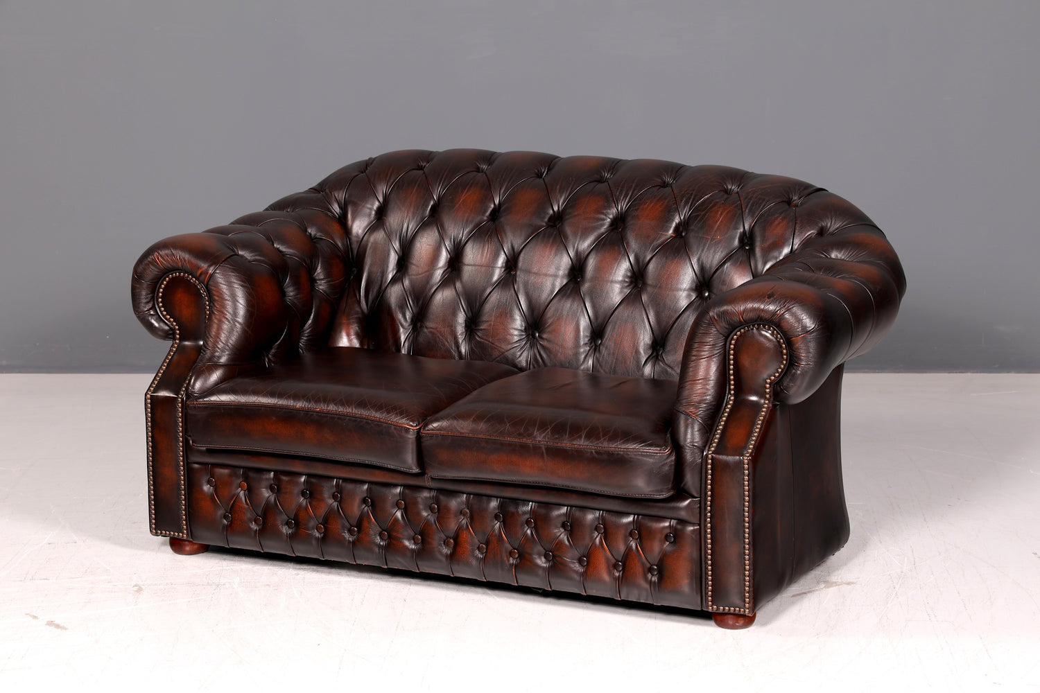 Wunderschöne Original Chesterfield Centurion 2-Sitzer Couch Echt Leder Sofa Englisch UK Antik Vintage