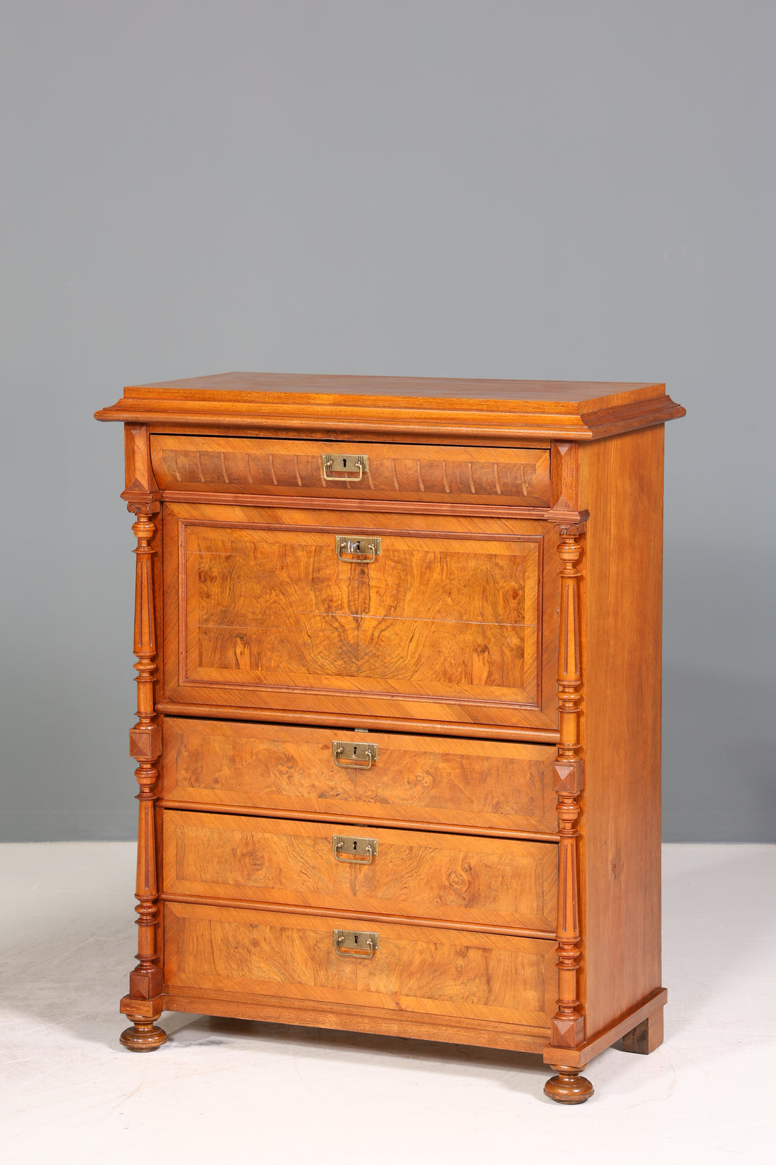 Edler Gründerzeit Sekretär Vertiko Highboard Jugendstil Kommode Schrank um 1880