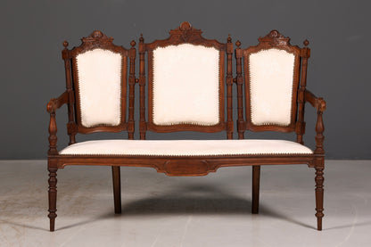 Elegant Neo-Renaissance bench, antique Gründerzeit sofa, upholstered bench, salon bench, bench