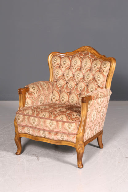 Edler Chippendale Armlehnsessel Barock Stil Sessel Samt Stoff Armchair Antik 2 von 2