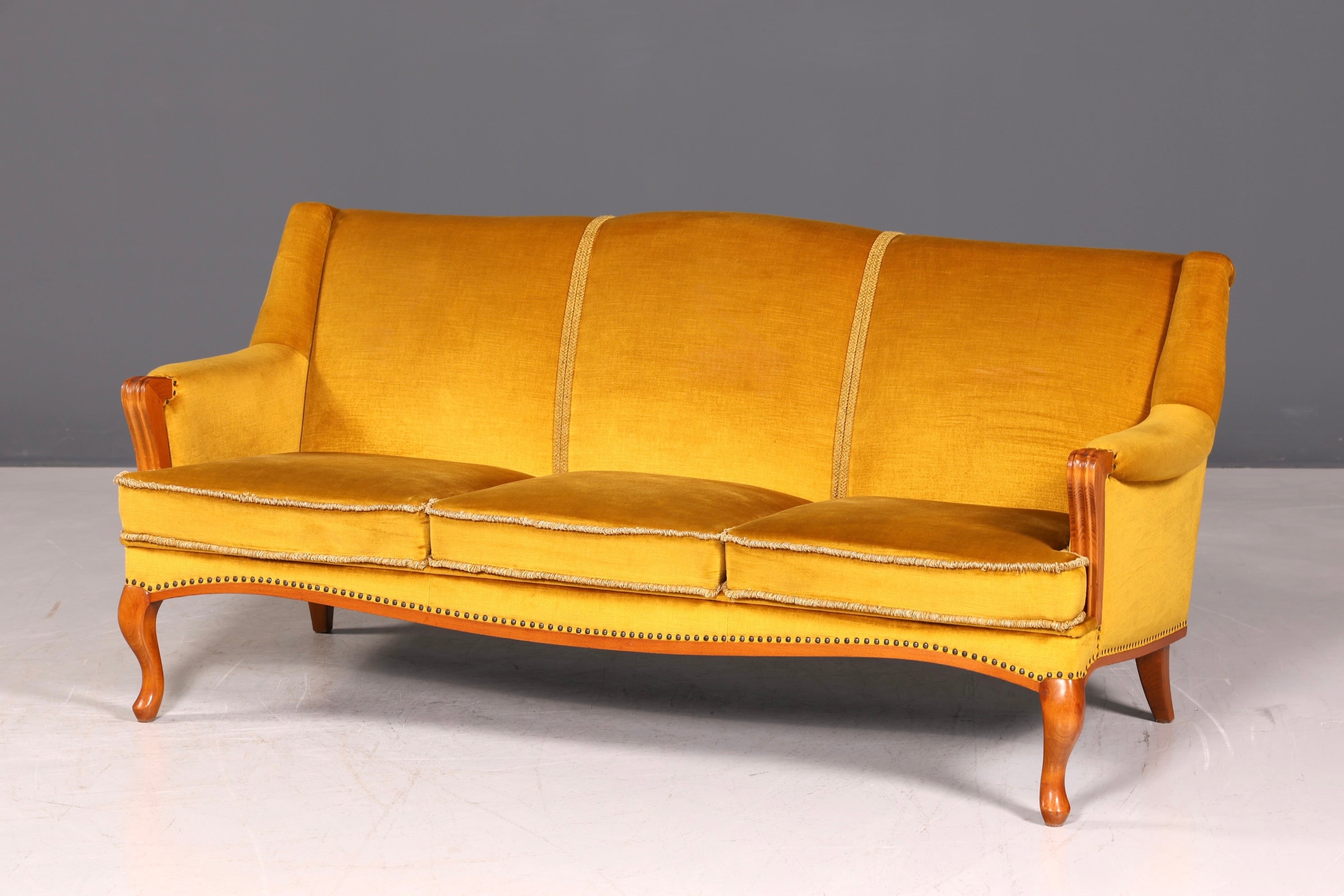 G059 Finish Wunderschönes Chippendale Sofa Antik Barock Stil Wiener Geflecht Couch 3-Sitzer Canapé