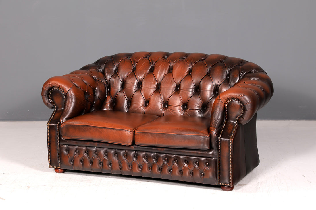 Wunderschöne Original Chesterfield Centurion 2-Sitzer Couch Echt Leder Sofa Englisch UK Antik Vintage