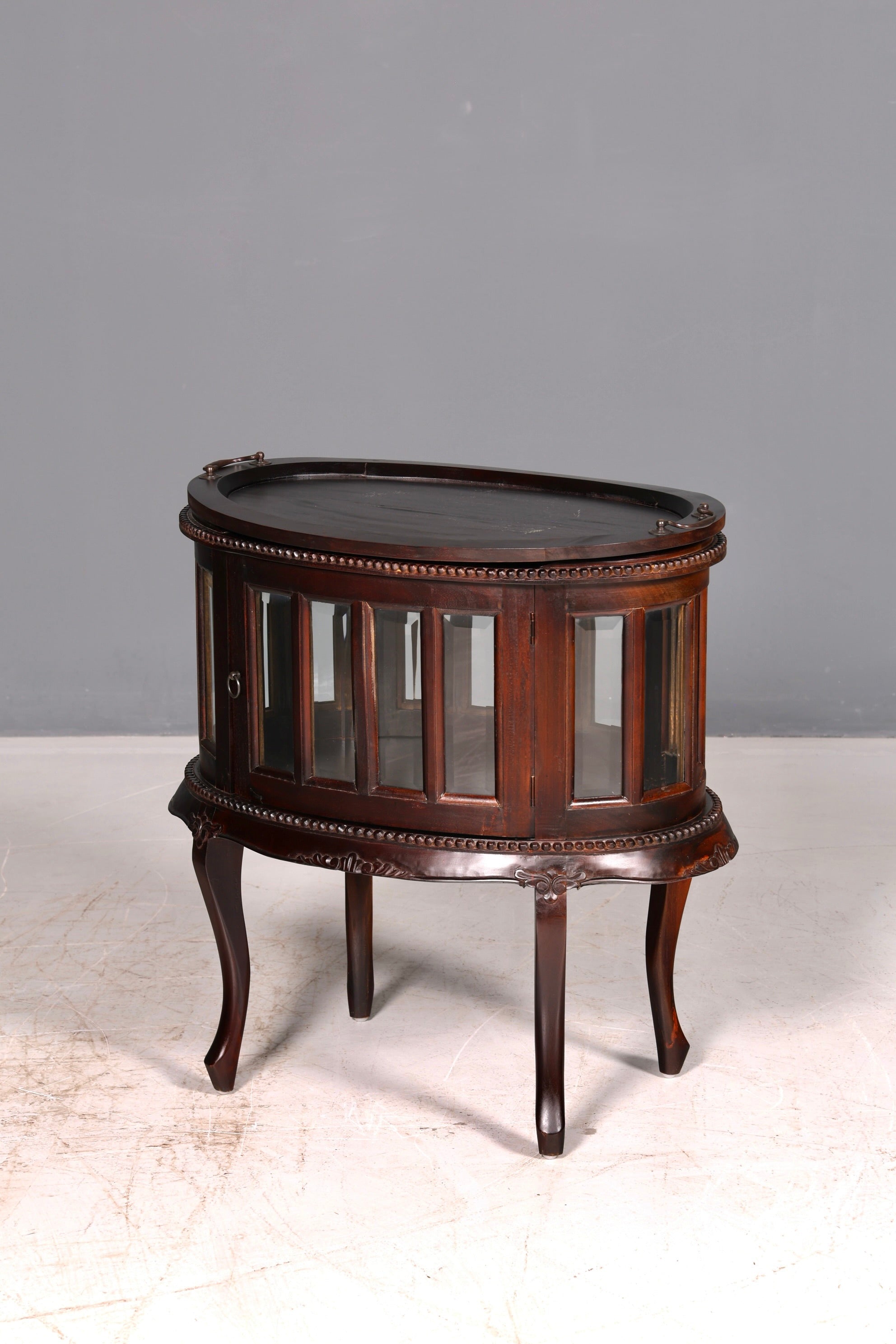 Wunderschöner filigraner Chippendale Barschrank Echt Holz Teeschrank Jugendstil Vitrine Bar Cabinet Vintage
