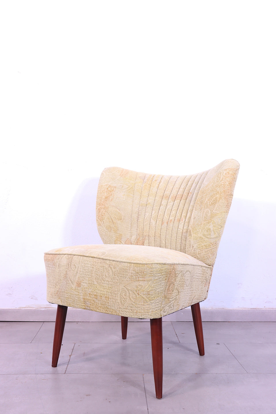 Wunderschöner Mid Century Sessel Retro Cocktail Stuhl 60s Beige Stoff 1 von 2