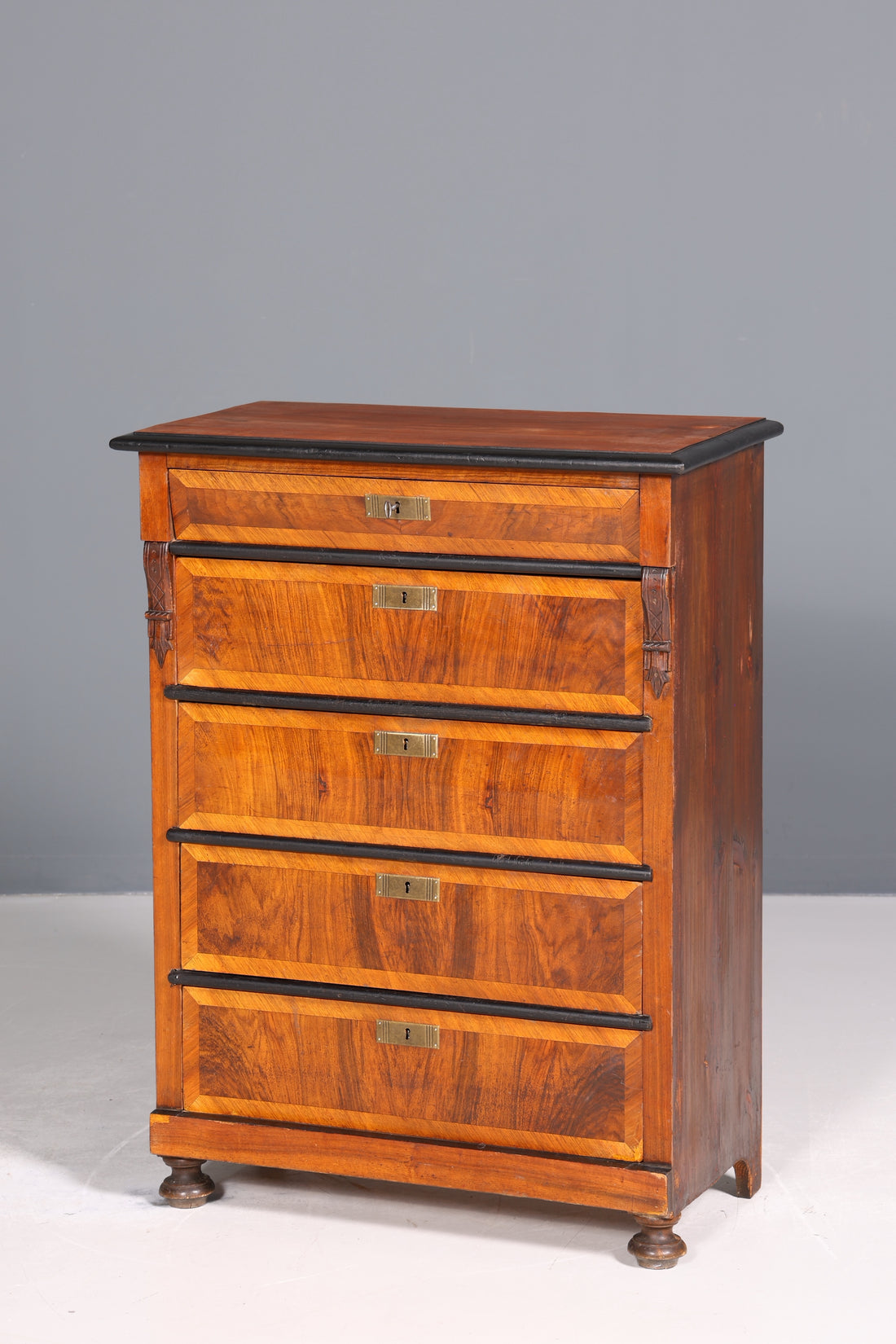 Wunderschöne Gründerzeit Kommode Vertiko Louis Philippe Nussbaum Schubladen Kommode um 1880