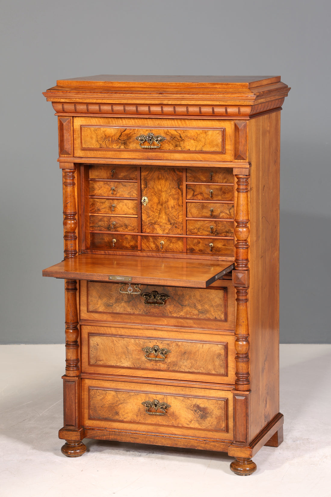Wunderschöner Gründerzeit Sekretär Vertiko Highboard Neorenaissance Kommode