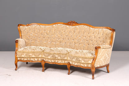 Wunderschönes Chippendale Sofa Barock Stil Couch Samt Stoff 3 Sitzer Antik Vintage