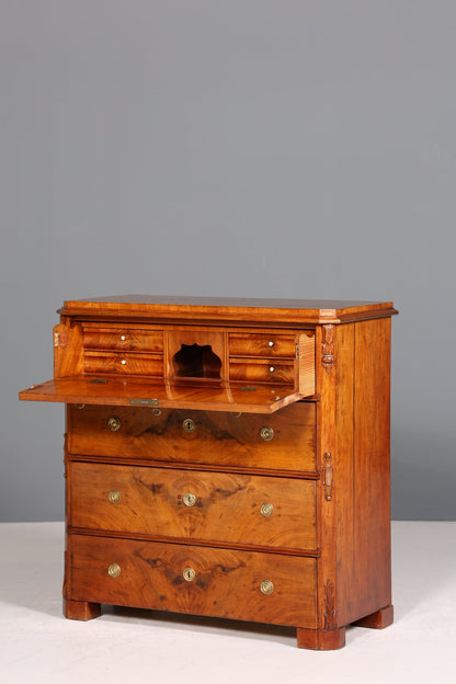 Beautiful Louis Philippe Secretary Vertiko Wilhelminian style walnut antique chest of drawers around 1880