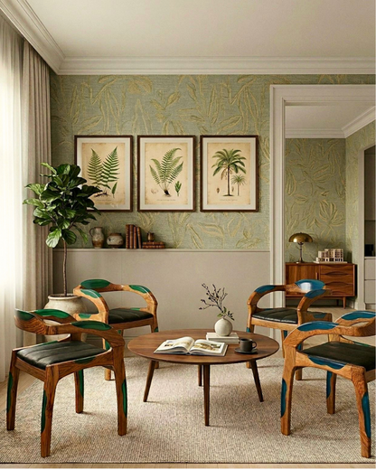 Epoxy Sessel "Arnson Plus Green" Epoxidharz Armlehnsessel Massiv Holz Stuhl Nussbaum Sekretär Stuhl