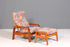 Stilvoller Mid Century Armlehnsessel mit Hocker HS Design Sessel Liegefunktion Teak Holz Lounge Sessel