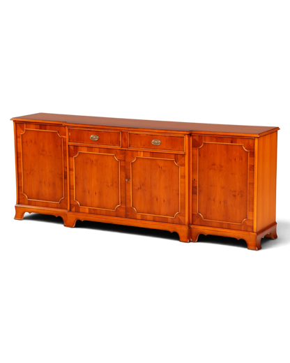 Hauptstadt Möblerei Heldense Sideboard aus englischer Eibe mit Schubladen und Türen im antiken Vintage-Stil