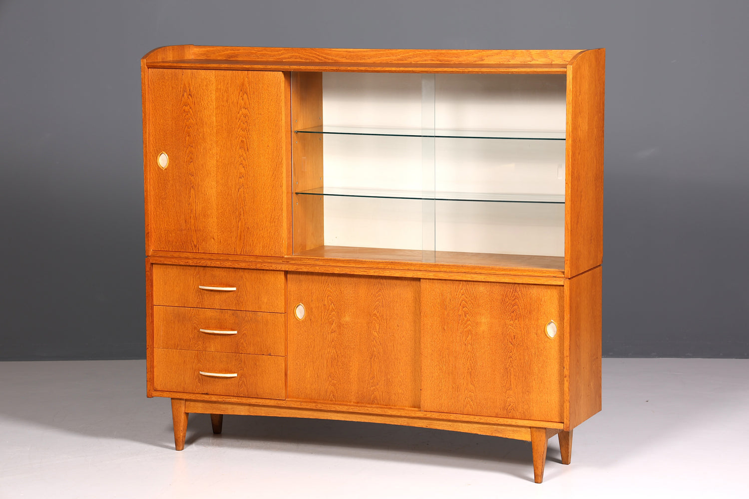 Traumhafter Mid Century Schrank Vitrine Vintage Retro Highboard Vitrinenschrank 60s Regal