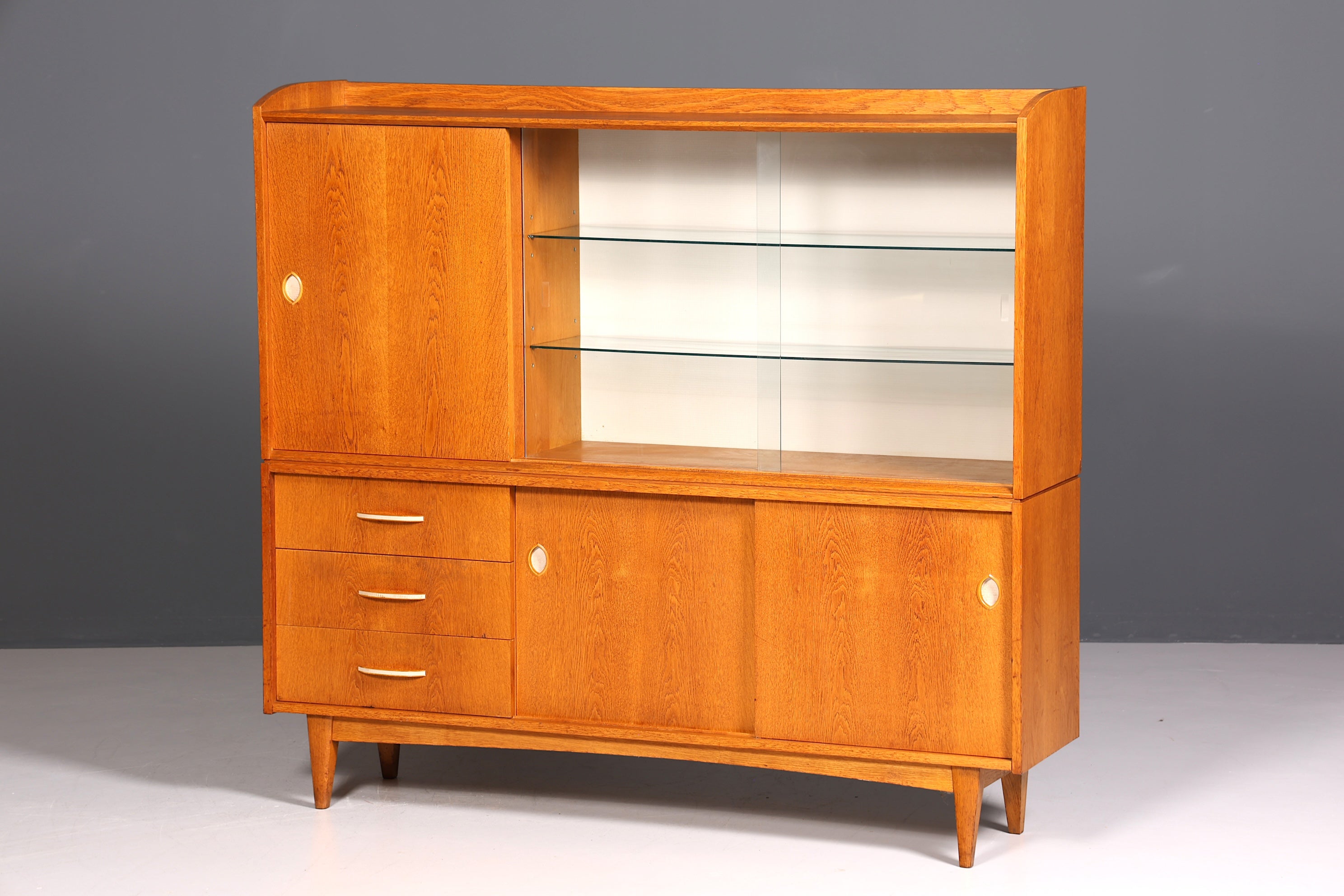 Traumhafter Mid Century Schrank Vitrine Vintage Retro Highboard Vitrinenschrank 60s Regal