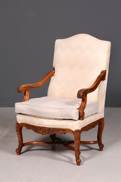Elegant Louis Philippe Gründerzeit antique armchair with armrests and upholstery, 1 of 2