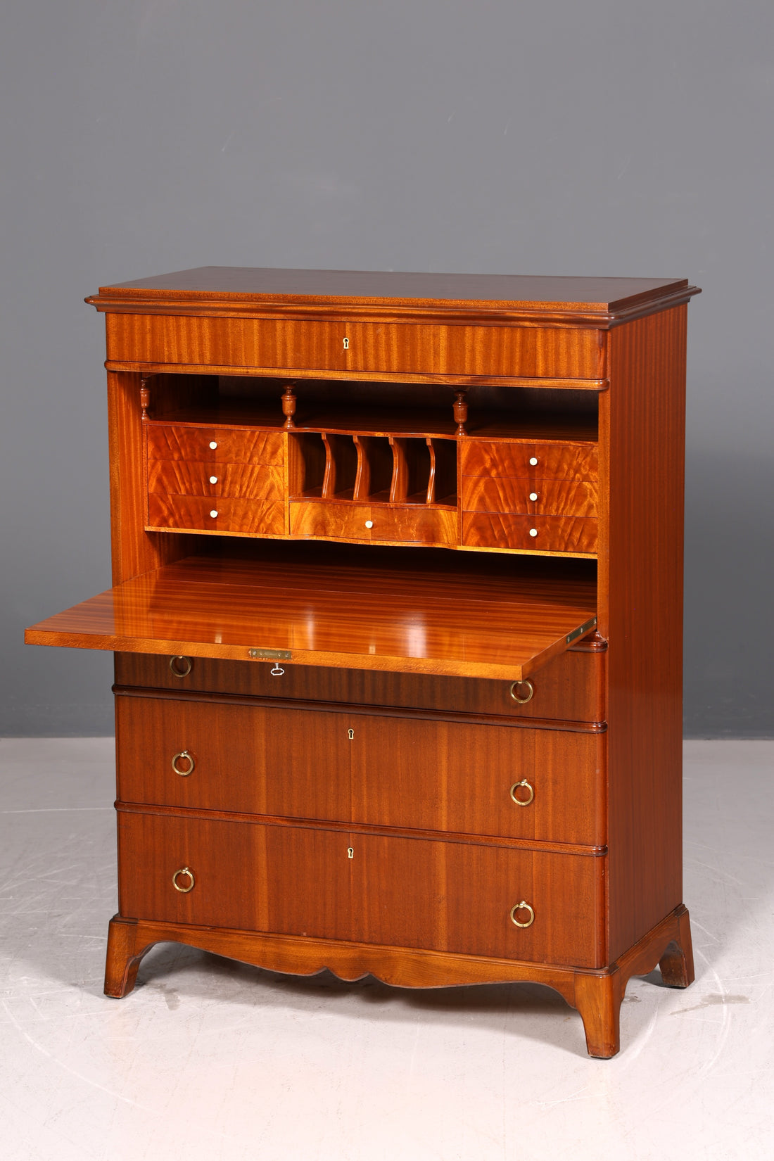 Stylish Secretary Desk in English Style Office Vertiko Chest of Drawers Writing Chest Antique Office Chest Vintage