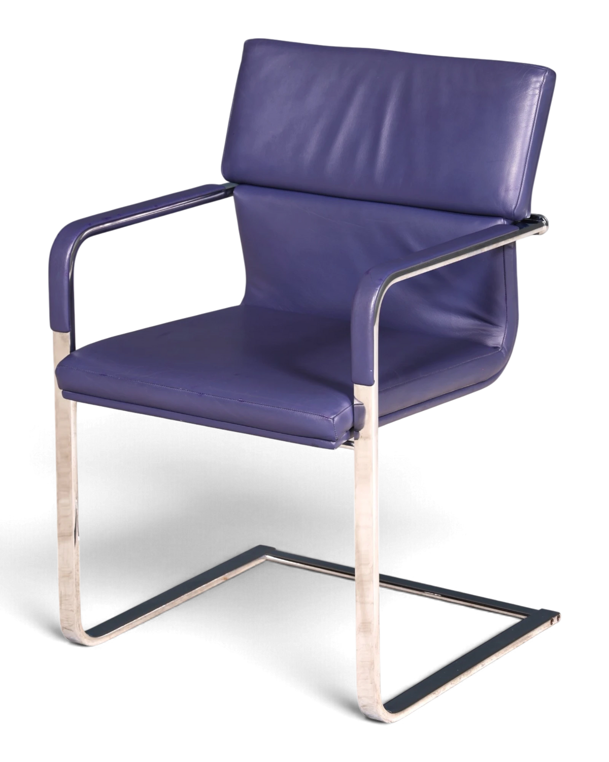 Original Walter Knoll Avant Freischwinger Leder Lila Armlehnstuhl Designer Stuhl Konferenzstuhl 2 von 3