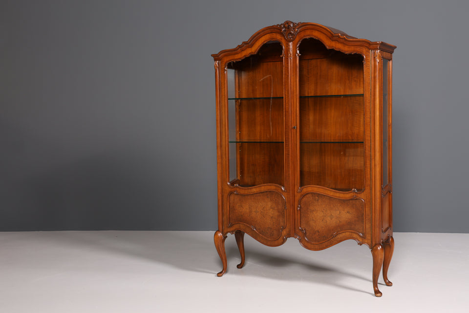 Prachtvolle Chippendale Vitrine Regal echt Holz Schrank 60s