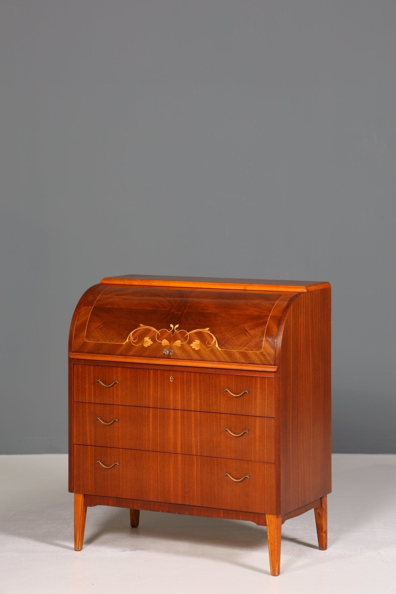 Traumhafter Mid Century Rollladen Sekretär Danish Design echt Holz Rollladen Kommode Schreibkommode
