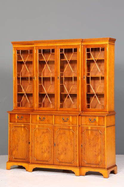 Edle Englische Vitrine Bücherschrank Buffet Antik Stil Englisch Eibe Glasvitrine Bibliothek