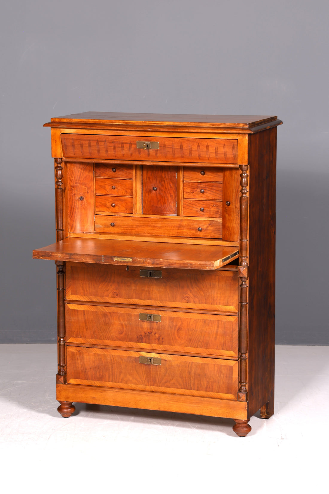 Noble Gründerzeit Secretary Vertiko Highboard Louis Philippe Dresser Antique circa 1880 Writing Secretary