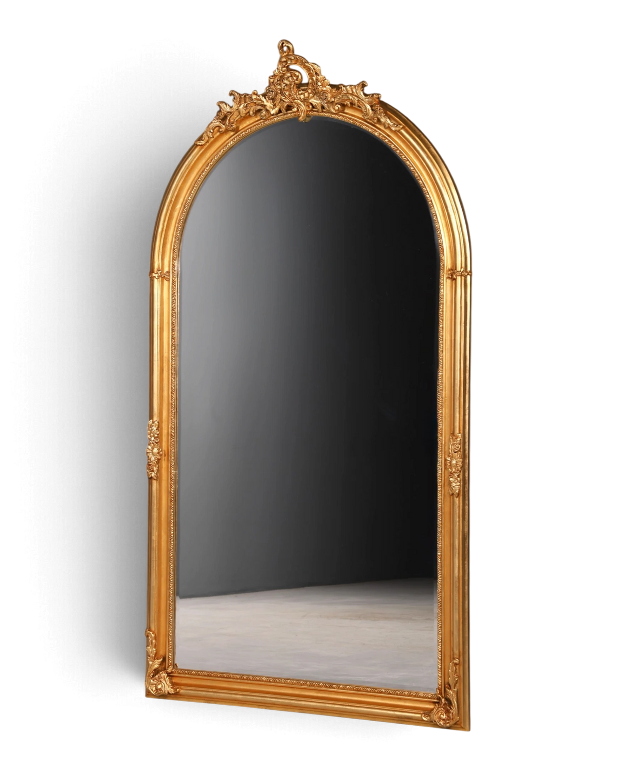 Magnificent XXL Baroque-style ornate gold wall mirror with beveled edges, hallway mirror
