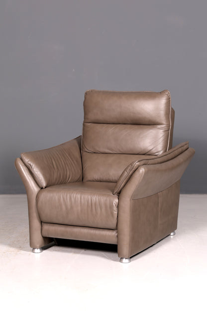 Wunderschöner Moderner Ledersessel Taupe Echt Leder Relaxsessel Loungesessel Polstersessel Armlehnsessel Vintage