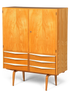 Hauptstadt Möblerei Hellerau Schrank Modell 427 aus Eschenholz im Mid-Century-Design mit Schubladen und Türen