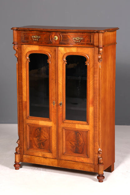 G322 Finish Edler Gründerzeit Vitrine um 1880 Schrank Antik Jugendstil Nussbaum Bücherregal (Kopie)