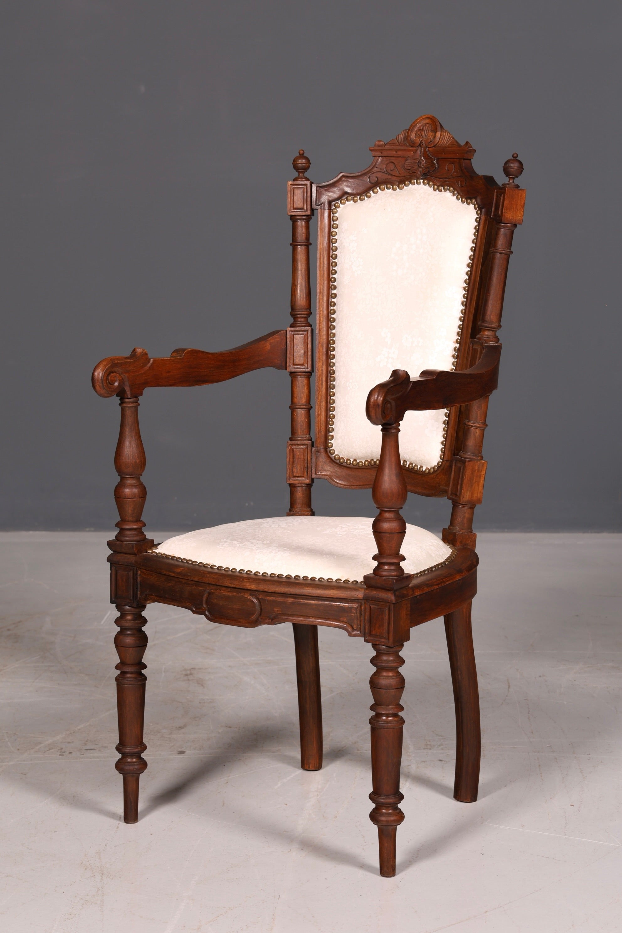 Elegant Neo-Renaissance armchair, antique Historicist chair, Gründerzeit secretary chair, desk chair, upholstered chair 2 of 2