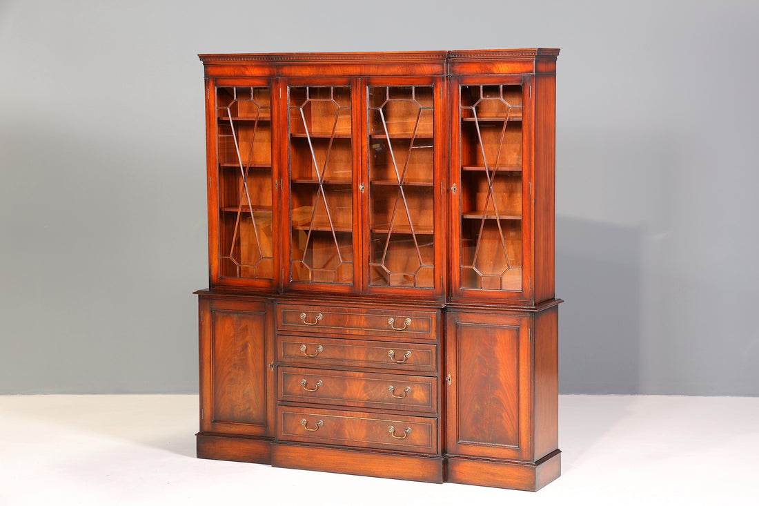 Wunderschöne Englische Vitrine Bibliothek Bücherschrank UK Buffet Mahagoni Schrank 60s Jahre