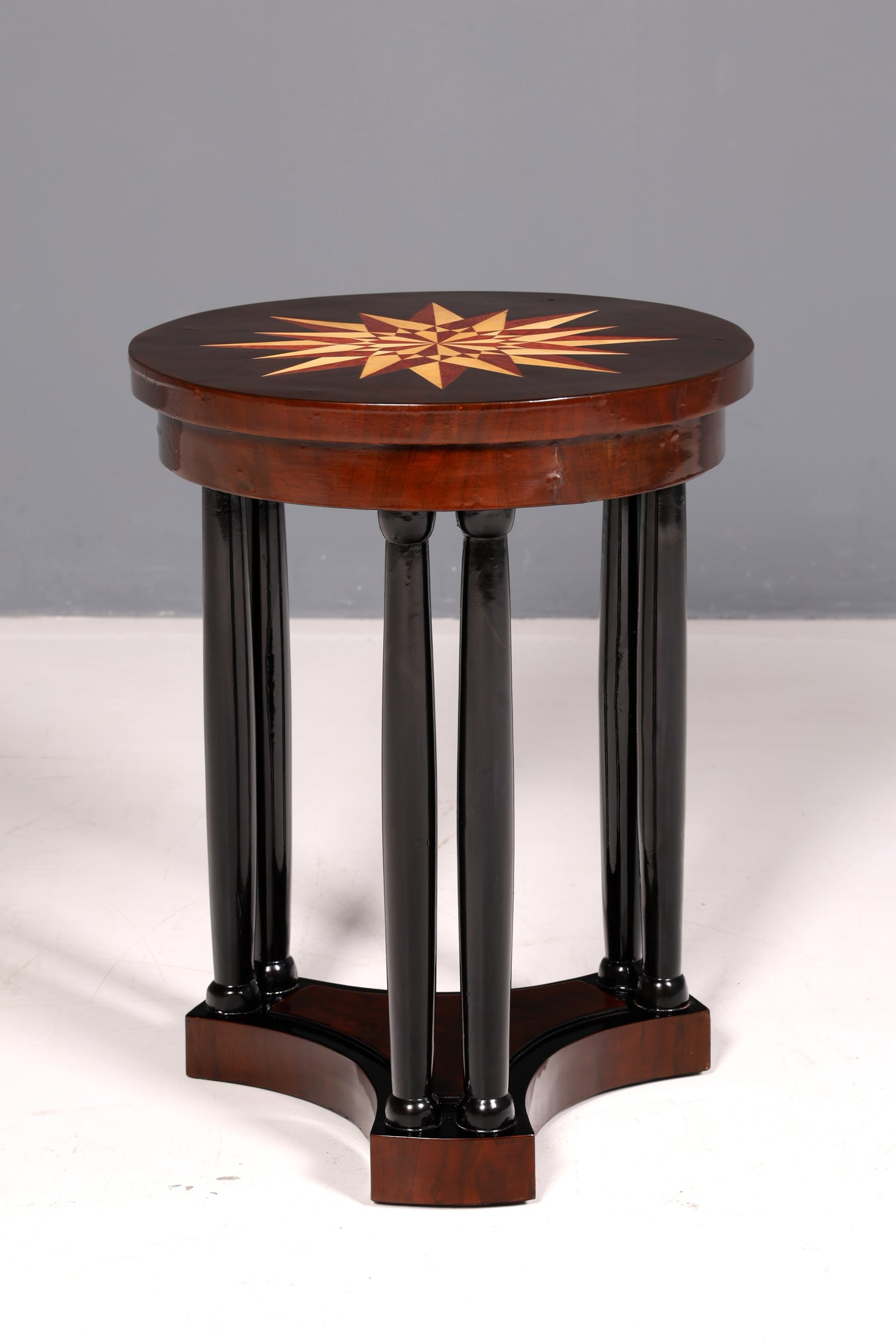 Wunderschöner Art Deco Stil Tisch Luxus Couchtisch Ablagetisch Beistelltisch Rund Echt Holz Vintage