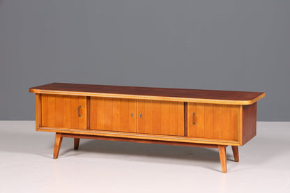 Schlichtes Mid Century Sideboard Vintage TV Kommode 60s Schrank Longboard Retro Lowboard